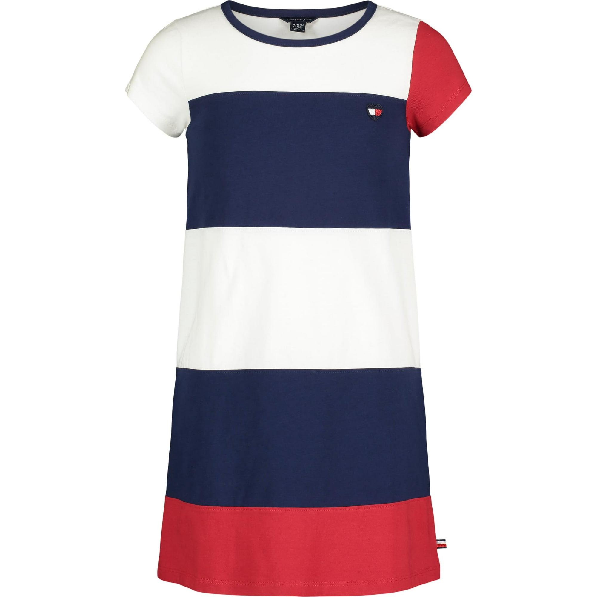 Vestido Tommy Hilfiger Para Niñas, Manga Corta, Bandera Azul, Talla 7