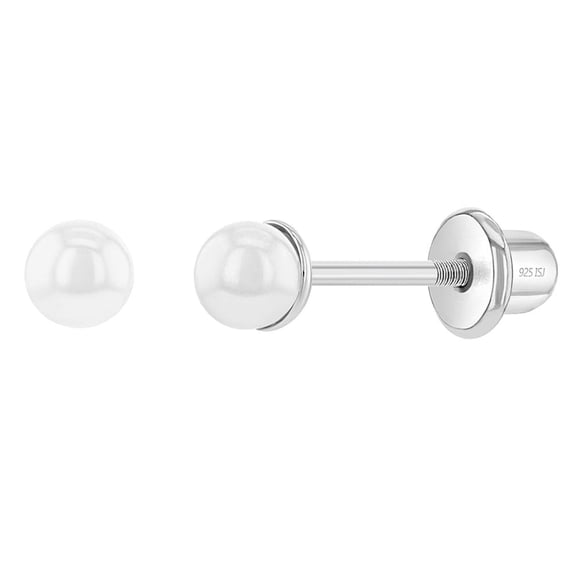 Aros de perla de plata 925 para bebes 3 mm
