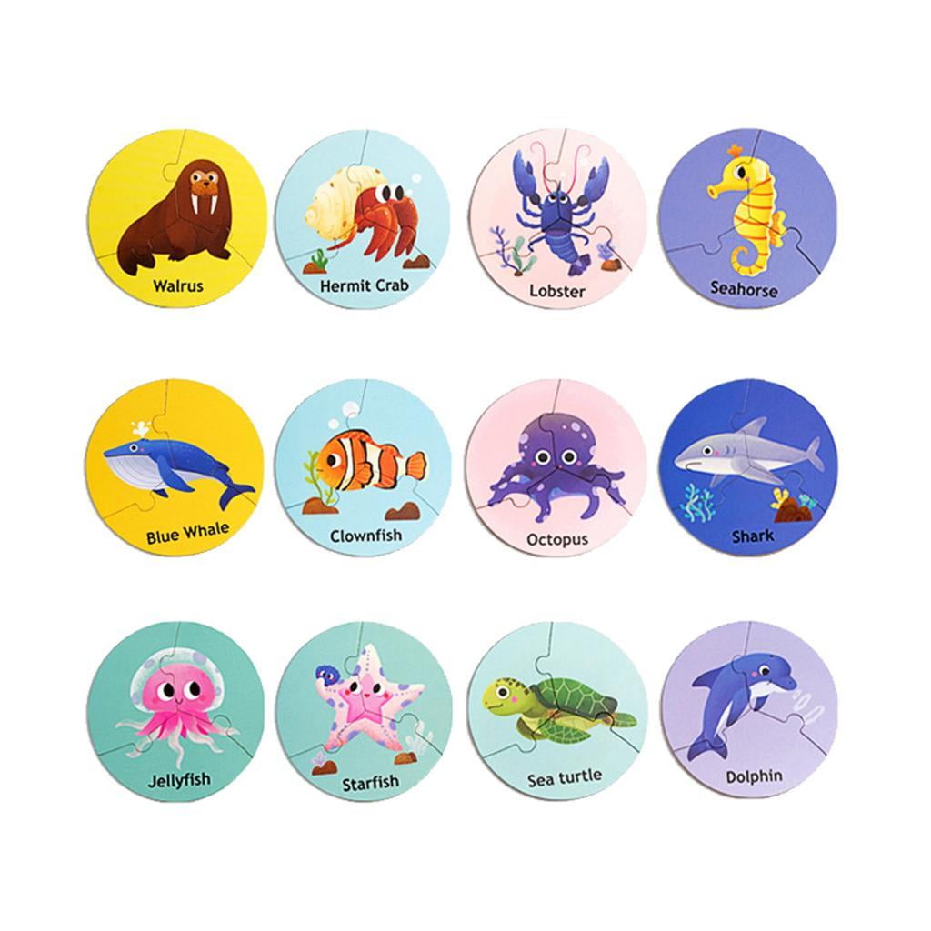 Magideal - Rompecabezas De Animales, Rompecabezas Para Niños Pequeños, Juegos De Desarrollo Preescolar, Rompecabezas Con Temática De Animales Para Concentrarse, Animal Marino