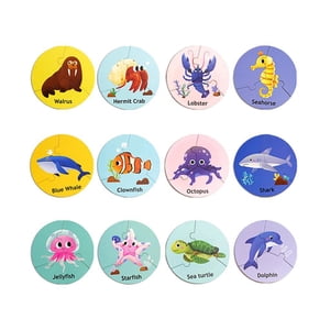 Magideal - Rompecabezas De Animales, Rompecabezas Para Niños Pequeños, Juegos De Desarrollo Preescolar, Rompecabezas Con Temática De Animales Para Concentrarse, Animal Marino