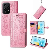 Funda Cartera Foxdock Para Honor 200 Lite , Flip Pu Con Relieve De Gatos Y Perros, Tarjetero Y Soporte