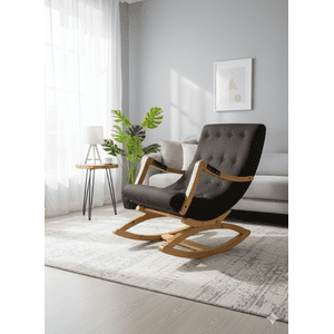 Muebles New - Silla Mecedora Con Apoya Brazos Gris Felpa