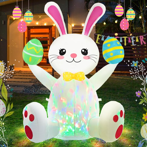 Conejito hinchable Ahititi para decoración de Pascua, 1,2 m, con luz LED