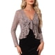 thumbnail image 1 of INSPIRE CHIC Bolero de Encaje Floral para Mujer con Dobladillo Volante, Cárdigan Corto con Lazo Frontal, Ligero para el Verano, Cobertura en Rosa Intenso Talla S, 1 of 6