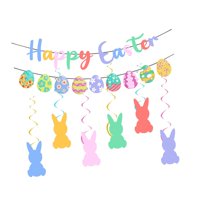 Magideal - Pancarta De Pascua Feliz, Decoración De Pascua, Pancarta Decorativa De Conejo De Pascua, Pancarta De Huevo De Pascua Para Pared Escolar, Chimenea De P Estilo A