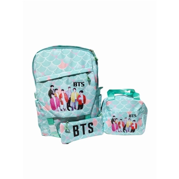 MOCHILA K-POP BTS TRI PACK ESTUCHE Y LONCHERA