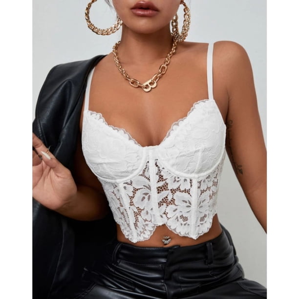 Top Tirantes Mujer Corsét Sujetador Sexy Encaje Moda 9004