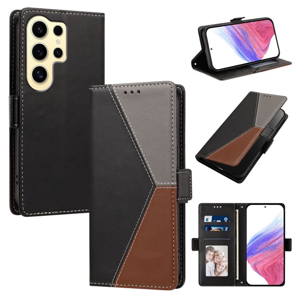 Funda Cartera con Soporte para Samsung Galaxy S24 Ultra, Negro