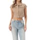 thumbnail image 1 of INSPIRE CHIC Chaquetas de Mezclilla Cortas con Mangas Cortas para Mujer de Regreso a Clases, Chaqueta de Jean Recortada con Botones, Caqui S, 1 of 6