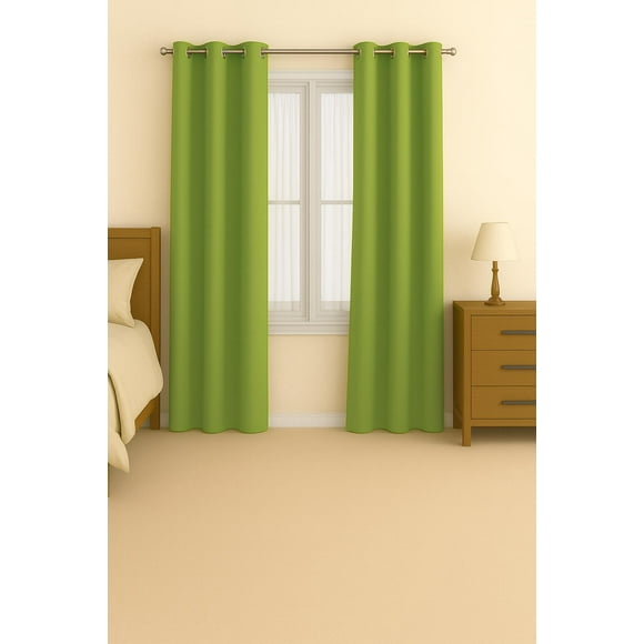 Cortina Blackout 100% Engomada Termica Tela Ligera 140x225 - Microfibra Premium - 2 Paños Verde