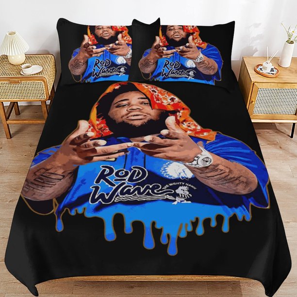 Rod Wave Bedding Set Duvet Cover Comfortable and Lightweight Cartoon Bedding 3 Piece Bed Set