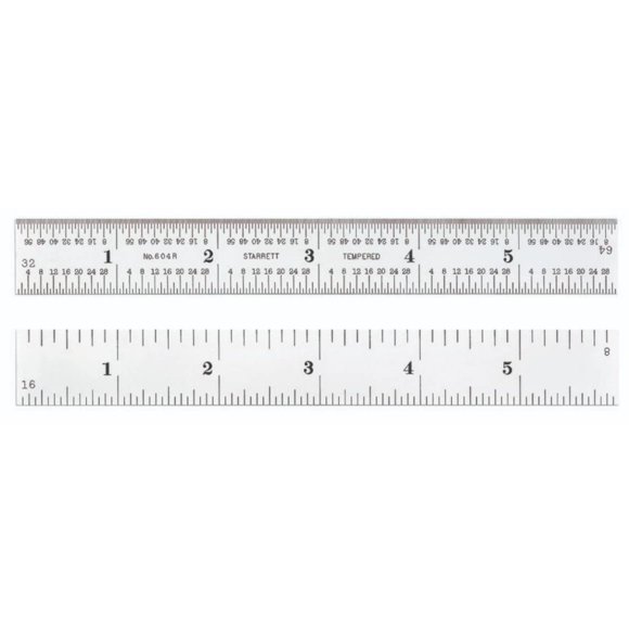 Steel Rule Starrett C604R-6 de 6 cm con acabado cromado satinado