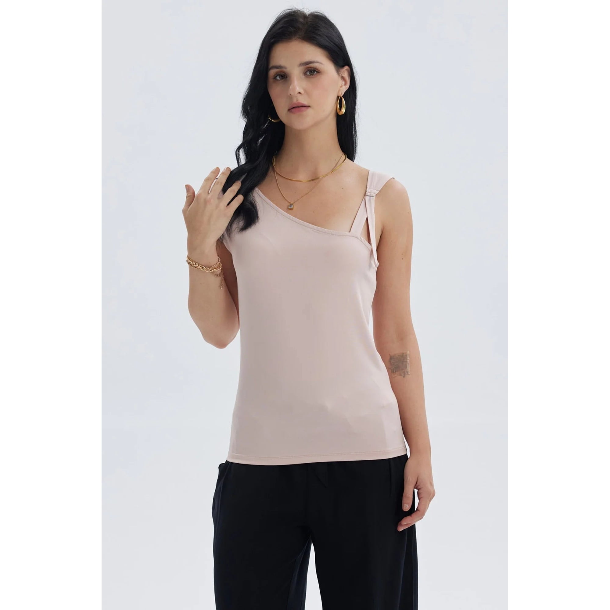 Fashionspark - Polera Mujer Escote Asimétrico Palo Rosa