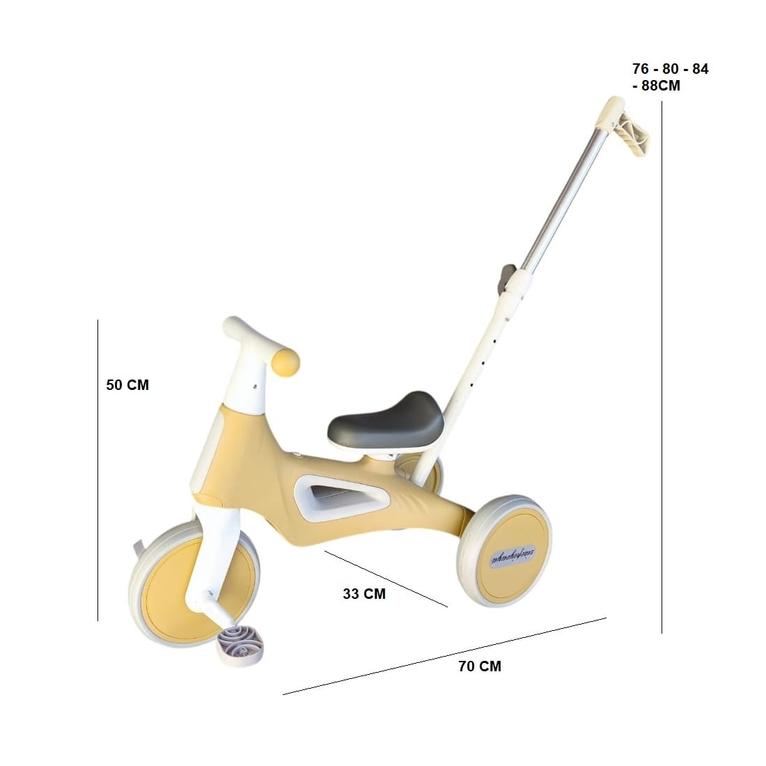 Vipnetwork - Triciclo Infantil Multifuncional 5 En 1 Con Pedales Amarillo