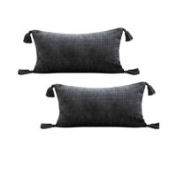 Genérico - Set De 2 Fundas De Cojin Chenille Con Borlas 30X50 Gris