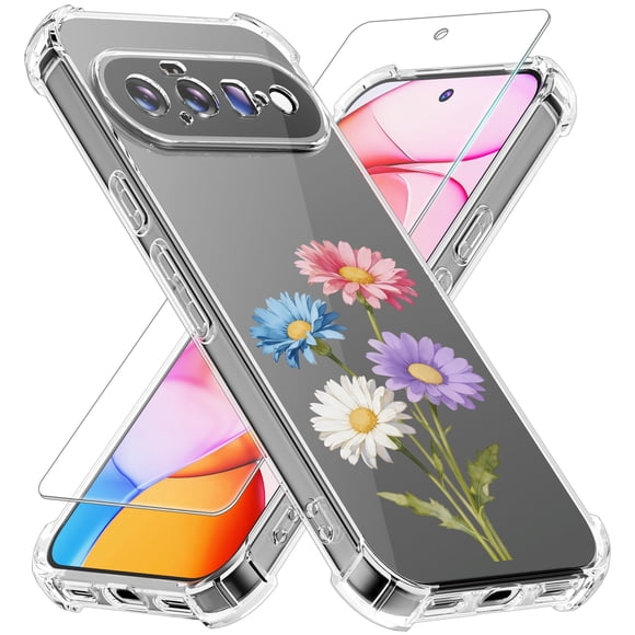 Funda GSDCB para Google Pixel 11 TPU de ajuste delgado, transparente con diseño de margarita