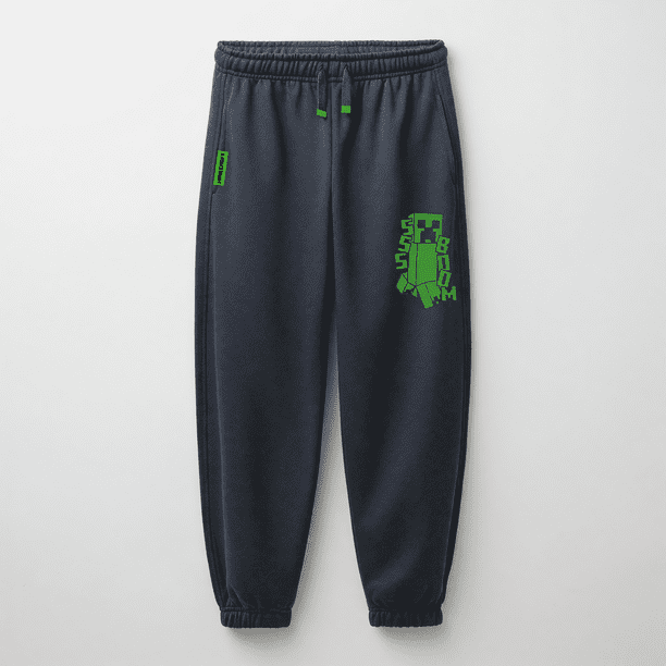 Pantalón de Buzo Niño Minecraft Estampado Negro