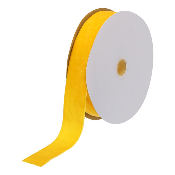 Uxcell Cinta de Terciopelo Carrete de Cara Única Tela de Terciopelo Sedosa para Ramo de Flores Manualidades Envoltura de Regalos Fiesta de Boda Amarillo 1 1/2" x 25 Yardas