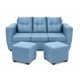 thumbnail image 2 of Living Alabama 3 cuerpos + 2 pouf Felpa azul, 2 of 3