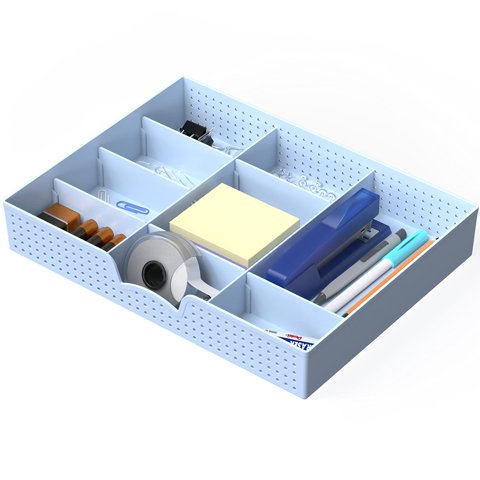 Bandeja Organizadora De Cajones Simple Houseware Con 9 Compartimentos, Color Azul