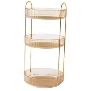 Magideal - Organizador Giratorio Tocadiscos Soporte De Exhibición Vitrinas Estante De Almacenamiento Organizador De Perfume Giratorio De 360 Degree Para Baño Armario Amarillo