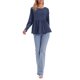 thumbnail image 2 of INSPIRE CHIC Top de Punto de Waffle para Mujer con Mangas Largas Blusas Peplum Babydoll XS Azul Oscuro, 2 of 6