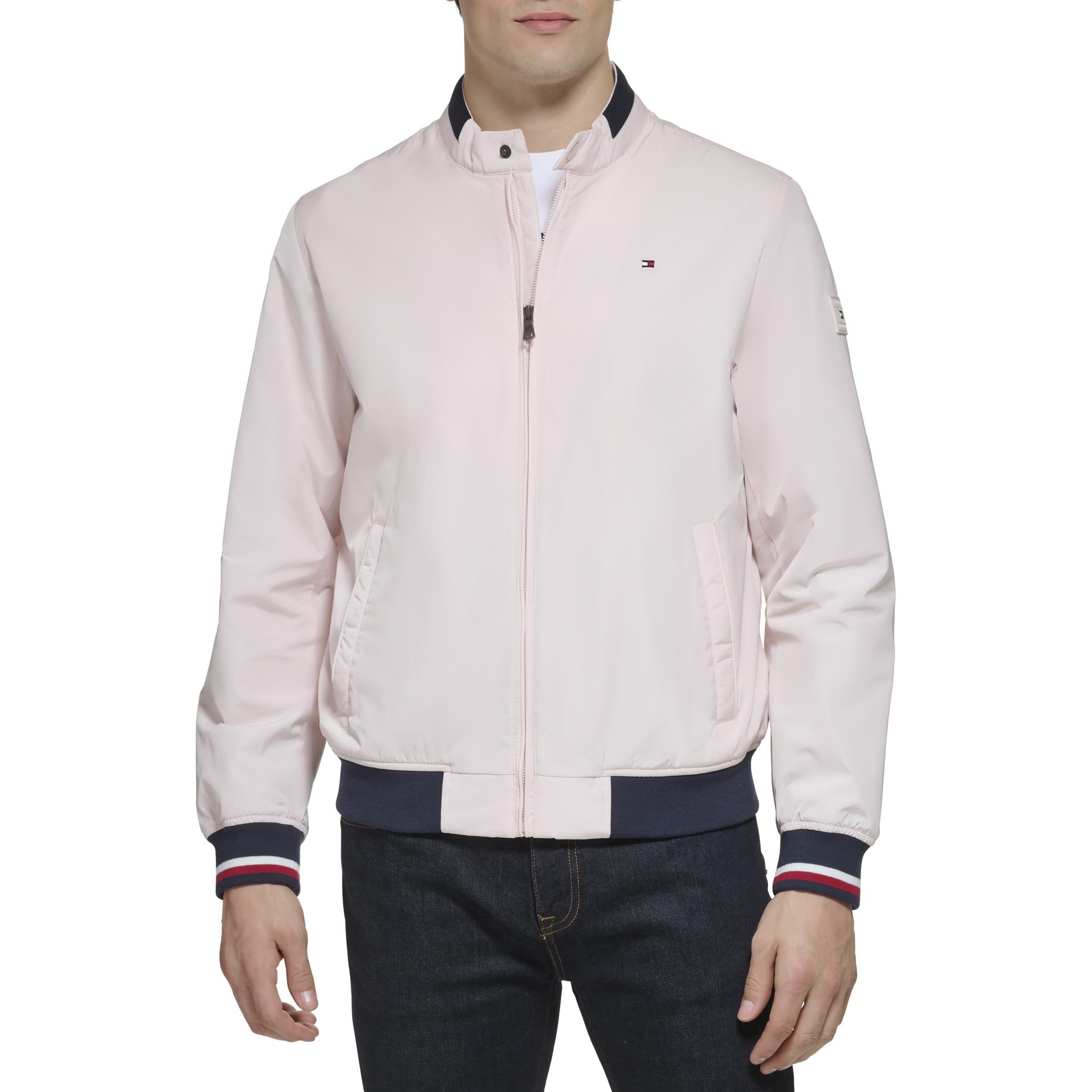 Chaqueta Tommy Hilfiger, Ligera, De Punto Acanalado, Rosa