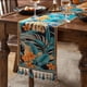 thumbnail image 2 of Camino de mesa retro vintage con borlas - azul, 2 of 3