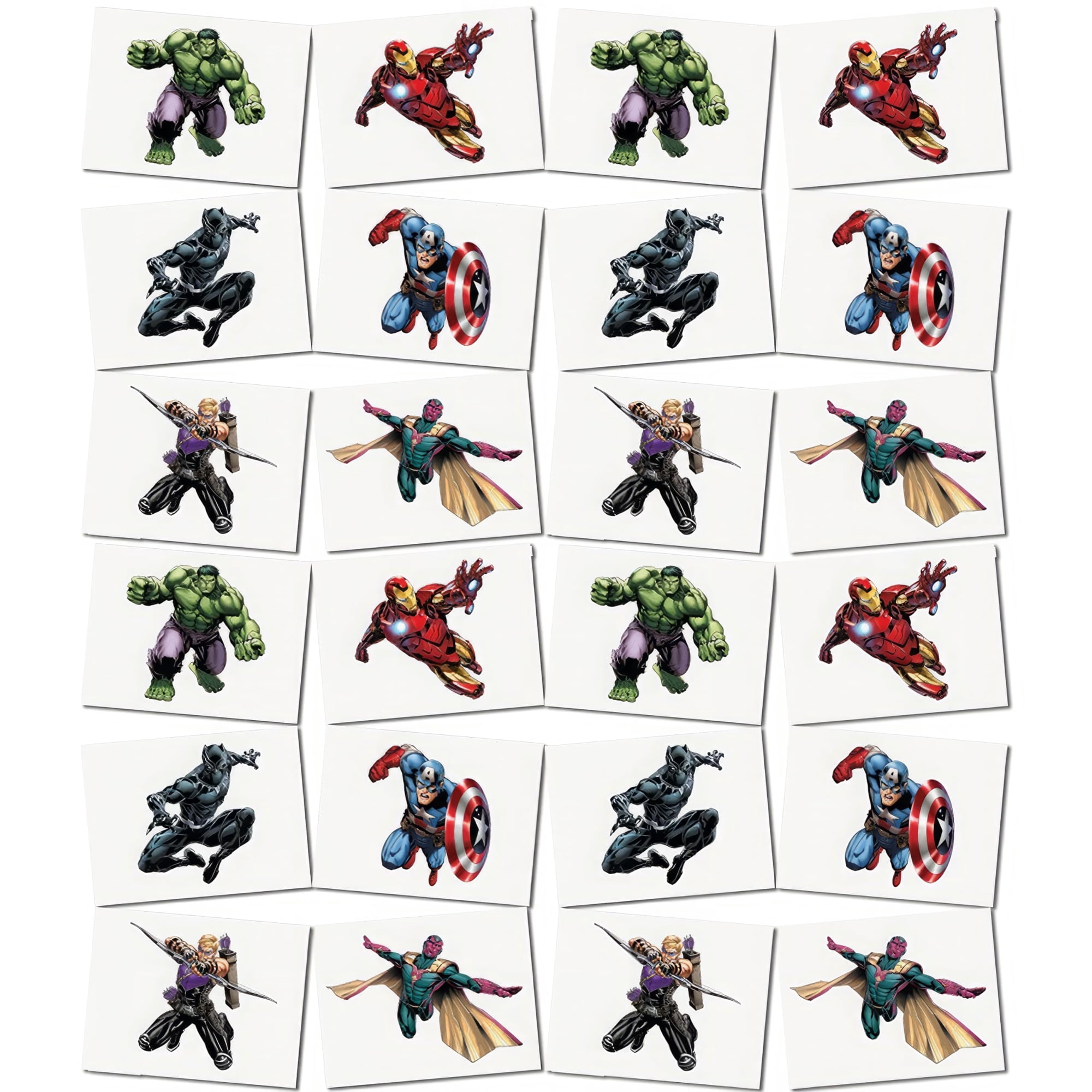 Tatuajes Temporales Unique Avengers, 24 Unidades, Surtido