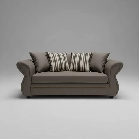 Sofá Grecia 3 Cuerpos Tela Marrón Repelente A Líquidos Flobal