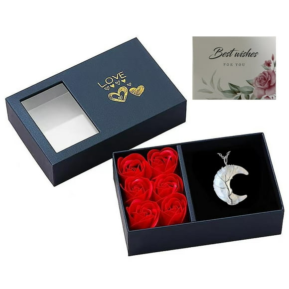 Collar HESHPAWS Crescent Moon Natural Stone Rosa