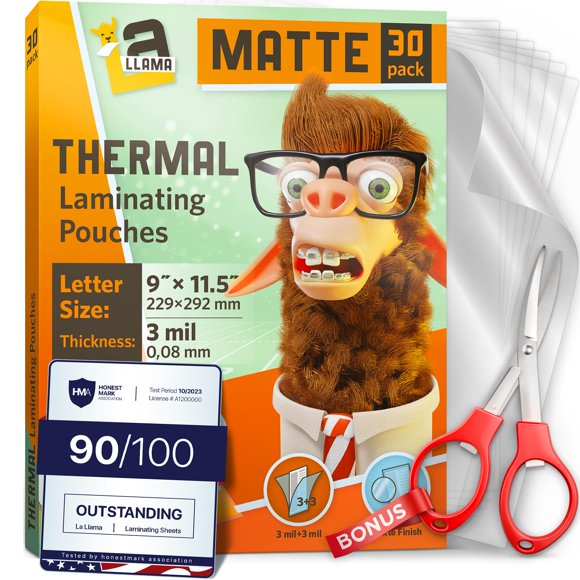 Fundas laminadoras LA LLAMA 23 x 29 cm 3 mil mate (paquete de 30)
