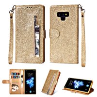 Funda Para Foxdock Elegante Funda Samsung Galaxy Note9 Glitter Con Cremallera-Ideal Para El Uso Diario