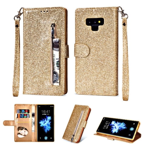 Funda Para Foxdock Elegante Funda Samsung Galaxy Note9 Glitter Con Cremallera-Ideal Para El Uso Diario