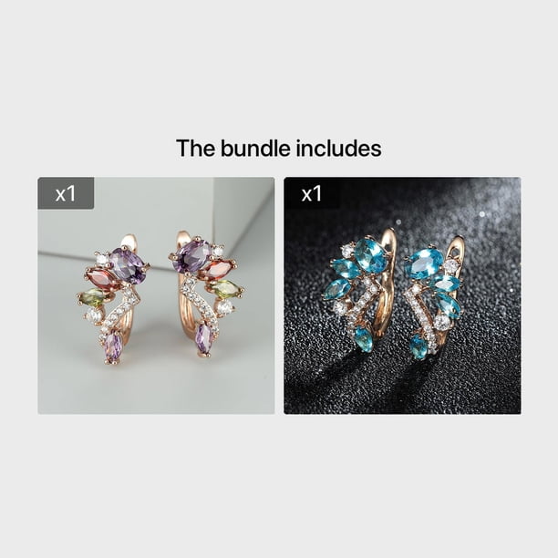 Multicolor Birthstone Dangle Earrings Marquise Cut Red Purple Olive Green Stone Ear Drop Flower Leaf Delicate Ear Jewelry Gift