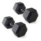 thumbnail image 1 of Mancuernas CAP de 45 lb con recubrimiento de goma, hexagonales, par, agarre cómodo, 1 of 6