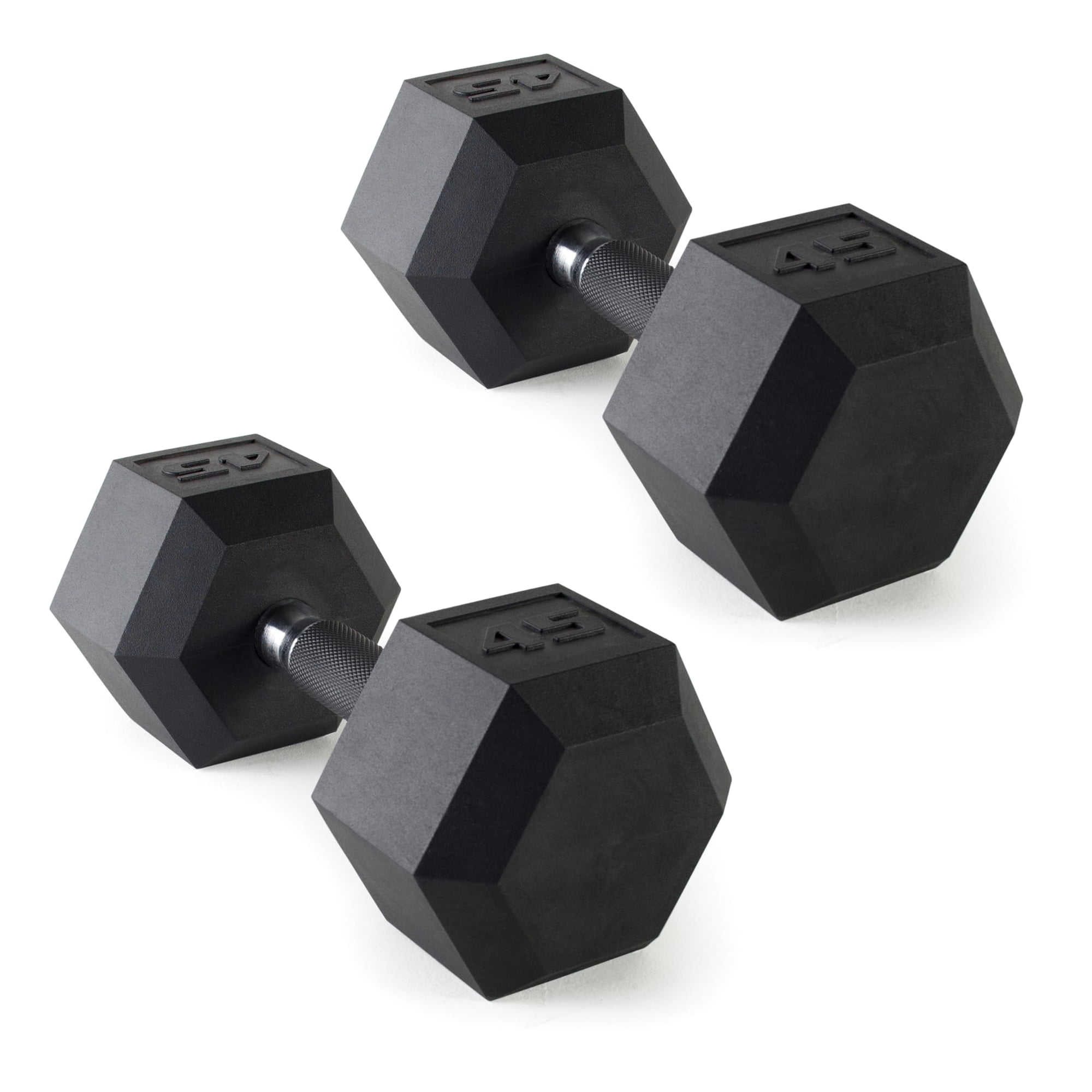 Mancuernas Cap De 45 Lb Con Recubrimiento De Goma, Hexagonales, Par, Agarre Cómodo