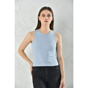 Home Fashion - Polera Musculosa Mujer Celeste Sin Mangas Talla S