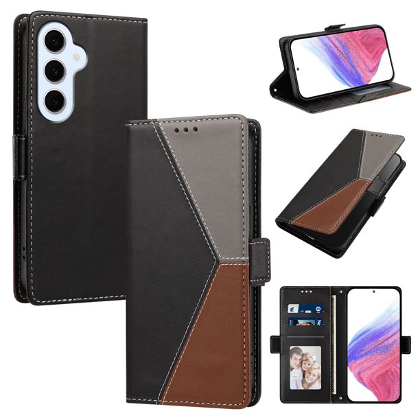 Funda Cartera Tricolor para Samsung Galaxy S26 FE con Soporte, Negro