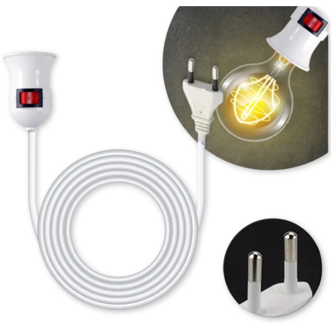 Line - Soquete E27 Con Enchufe Interruptor Cable 5 Metros