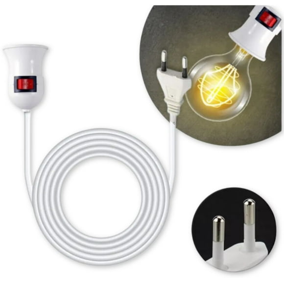 Soquete E27 con Enchufe Interruptor Cable 5 metros