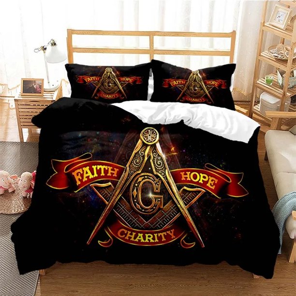 Masonic Freemason Illuminati Bedding Set,Duvet Cover Bed Set Quilt Cover Pillowcase, Boys Girls Adults Bed Sheets