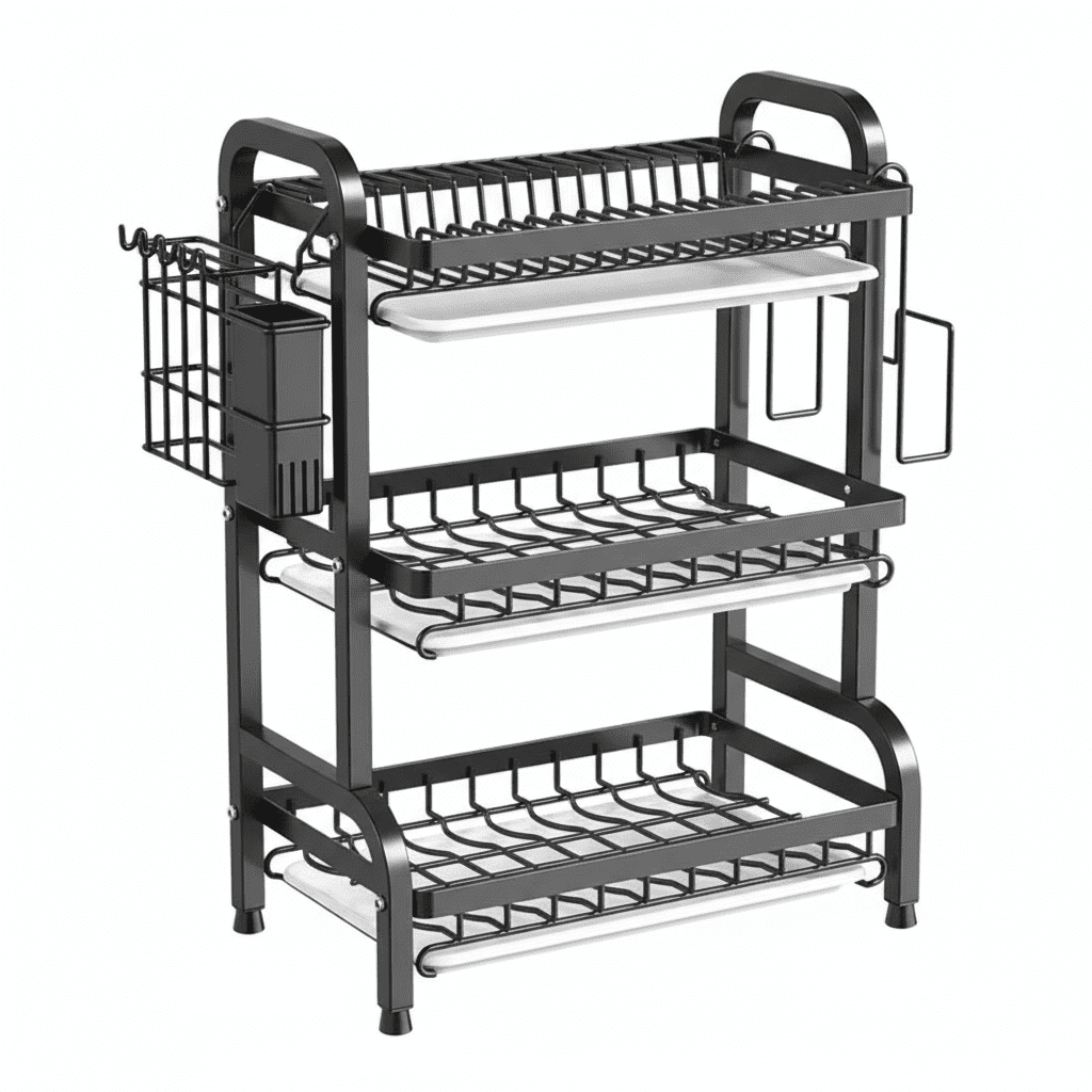 Baima - Escurridor De Platos 3 Niveles Metálico Con Bandeja 90x43x23cm Organizador Cocina