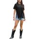 thumbnail image 2 of INSPIRE CHIC Camisetas con Flecos para Mujeres de Manga Corta, Cuello Redondo, Color Sólido y Casual con Flecos, Tallas S Negro, 2 of 6