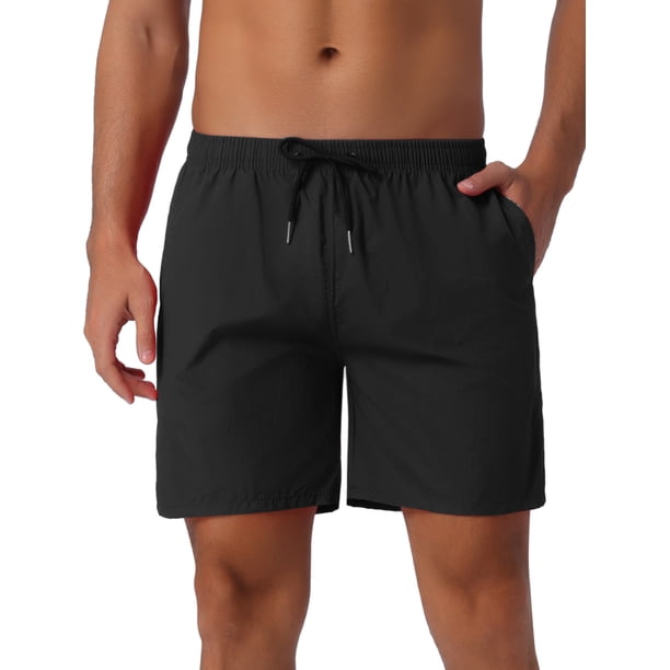 INSPIRE CHIC Bañadores de Secado Rápido para Hombre con Cintura Elástica y Cordón Ajustable para Playa, Piscina y Viajes de Verano 34 Negro