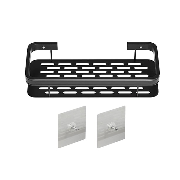 Soporte de almacenamiento montado en la pared, estante organizador de baño, estantes de ducha resistentes a la corrosión de aluminio resistente, estan Negro de una sola capa.
