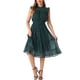 thumbnail image 2 of INSPIRE CHIC Vestido de Mujer de Gasa Sin Mangas con Cintura Fruncida y Estrellas Metálicas Doradas para Fiesta Verde Oscuro Talla L, 2 of 6