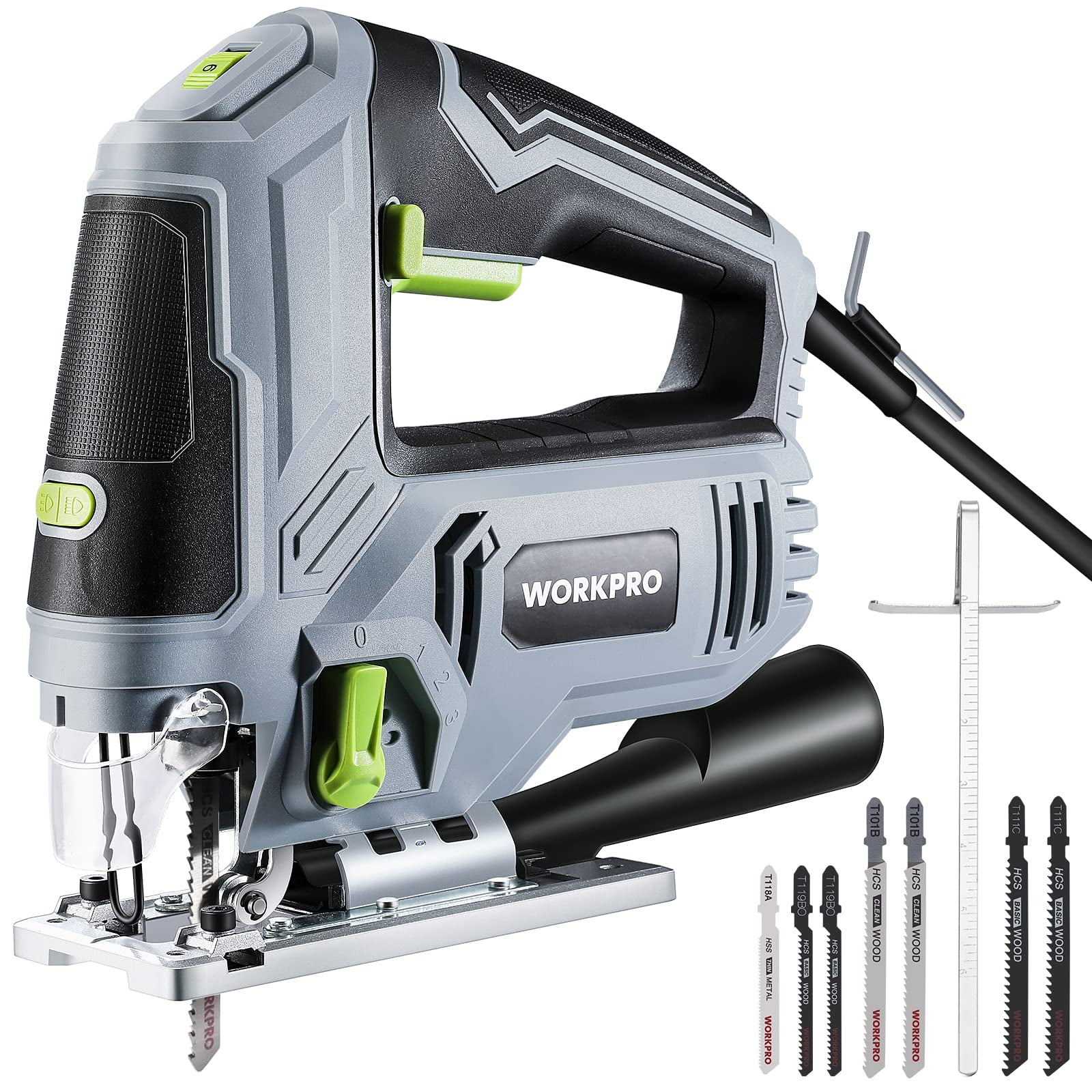 Jigsaw Workpro 850 W, 6,5 A, Eléctrico Con Cable, 7 Cuchillas Y Acceso