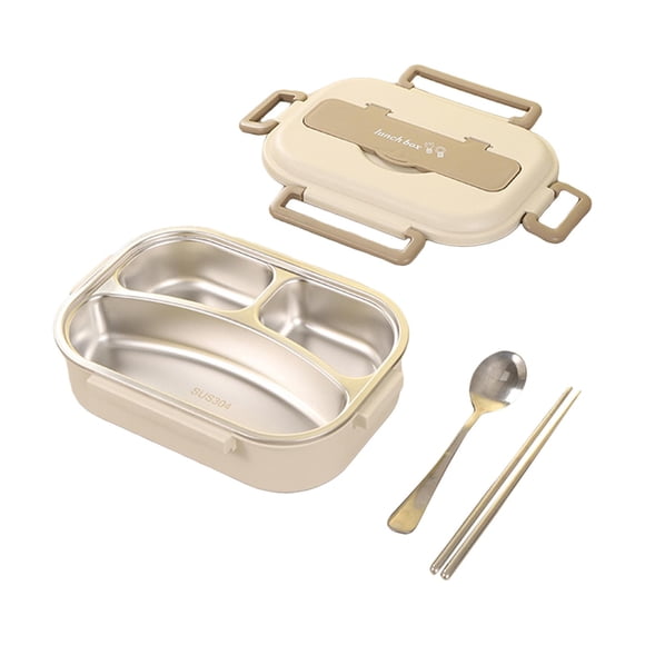 Bento Box Contenedor De Almuerzo Moderno De Gran Capacidad De 1 L Para Picnic Oficina Camping Beige