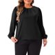 thumbnail image 1 of Agnes Orinda Ropa de Halloween de Talla Grande para Mujeres Blusas de Manga Larga con Cuello Redondo y Pliegues para Oficina 3X Negro, 1 of 6